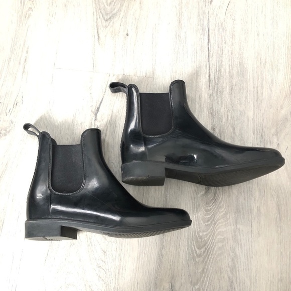 Joe Fresh Black Rubber Ankle Women's Rain Boots - Picture 5 of 12